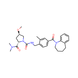 CO[C@@H]1C[C@@H](C(=O)N(C)C)N(C(=O)NCc2ccc(C(=O)N3CCCCc4ccccc43)cc2C)C1 ZINC000038383391