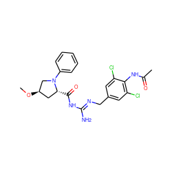 CO[C@@H]1C[C@@H](C(=O)N/C(N)=N/Cc2cc(Cl)c(NC(C)=O)c(Cl)c2)N(c2ccccc2)C1 ZINC000142835025