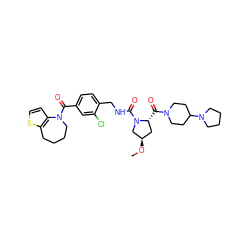 CO[C@@H]1C[C@@H](C(=O)N2CCC(N3CCCC3)CC2)N(C(=O)NCc2ccc(C(=O)N3CCCCc4sccc43)cc2Cl)C1 ZINC000028357543