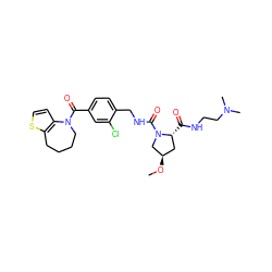 CO[C@@H]1C[C@@H](C(=O)NCCN(C)C)N(C(=O)NCc2ccc(C(=O)N3CCCCc4sccc43)cc2Cl)C1 ZINC000028370213