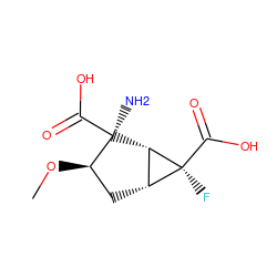 CO[C@@H]1C[C@@H]2[C@H]([C@]1(N)C(=O)O)[C@@]2(F)C(=O)O ZINC000013582115