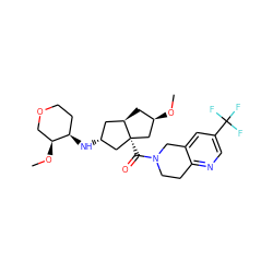 CO[C@@H]1C[C@@H]2C[C@@H](N[C@@H]3CCOC[C@@H]3OC)C[C@]2(C(=O)N2CCc3ncc(C(F)(F)F)cc3C2)C1 ZINC000095596193