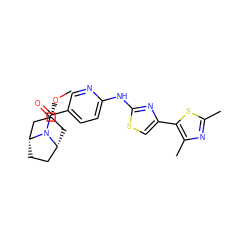 CO[C@@H]1C[C@@H]2CC[C@H](C1)N2C(=O)c1ccc(Nc2nc(-c3sc(C)nc3C)cs2)nc1 ZINC001772607119