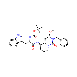 CO[C@@H]1C[C@H]2[C@H](NC(=O)[C@H](Cc3c[nH]c4ccccc34)NC(=O)OC(C)(C)C)CCCN2C(=O)N1Cc1ccccc1 ZINC000027419682