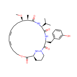 CO[C@@H]1CC/C=C/C=C/CCOC(=O)[C@@H]2CCCN(N2)C(=O)[C@H](Cc2cccc(O)c2)NC(=O)[C@H](C(C)C)NC(=O)[C@@H]1C ZINC000149155240