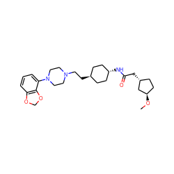 CO[C@@H]1CC[C@@H](CC(=O)N[C@H]2CC[C@H](CCN3CCN(c4cccc5c4OCO5)CC3)CC2)C1 ZINC000261102353