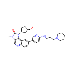 CO[C@@H]1CC[C@@H](n2c(=O)n(C)c3cnc4ccc(-c5ccc(NCCCN6CCCCC6)nc5)cc4c32)C1 ZINC001772639684