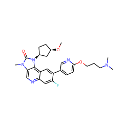 CO[C@@H]1CC[C@H](n2c(=O)n(C)c3cnc4cc(F)c(-c5ccc(OCCCN(C)C)nc5)cc4c32)C1 ZINC001772608667