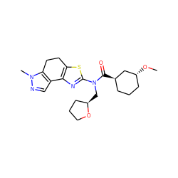 CO[C@@H]1CCC[C@@H](C(=O)N(C[C@@H]2CCCO2)c2nc3c(s2)CCc2c-3cnn2C)C1 ZINC000019289562