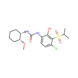 CO[C@@H]1CCCC[C@@H]1NC(=O)Nc1ccc(Cl)c(S(=O)(=O)C(C)C)c1O ZINC001772619252