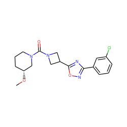 CO[C@@H]1CCCN(C(=O)N2CC(c3nc(-c4cccc(Cl)c4)no3)C2)C1 ZINC000095577719