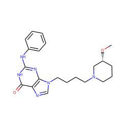 CO[C@@H]1CCCN(CCCCn2cnc3c(=O)[nH]c(Nc4ccccc4)nc32)C1 ZINC000013644940