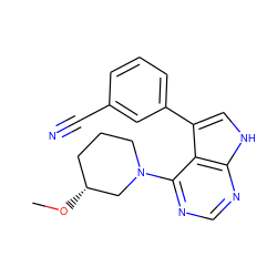 CO[C@@H]1CCCN(c2ncnc3[nH]cc(-c4cccc(C#N)c4)c23)C1 ZINC000210756041