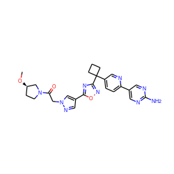 CO[C@@H]1CCN(C(=O)Cn2cc(-c3nc(C4(c5ccc(-c6cnc(N)nc6)nc5)CCC4)no3)cn2)C1 ZINC000096175569