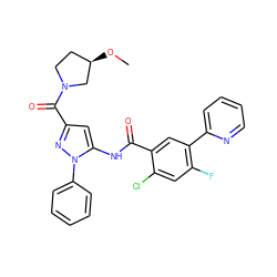 CO[C@@H]1CCN(C(=O)c2cc(NC(=O)c3cc(-c4ccccn4)c(F)cc3Cl)n(-c3ccccc3)n2)C1 ZINC001772612599