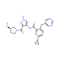 CO[C@@H]1CCN(C(=O)c2nn(C)cc2NC(=O)c2nc(C3CC3)ccc2Nc2cncnc2)C1 ZINC000148089169