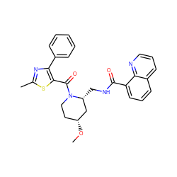 CO[C@@H]1CCN(C(=O)c2sc(C)nc2-c2ccccc2)[C@H](CNC(=O)c2cccc3cccnc23)C1 ZINC000084652871