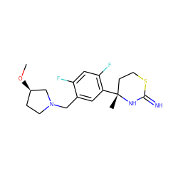 CO[C@@H]1CCN(Cc2cc([C@]3(C)CCSC(=N)N3)c(F)cc2F)C1 ZINC001772577530