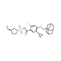 CO[C@@H]1CCN(S(=O)(=O)NC(=O)c2cc(C3CC3)c(OCC34CC5CC(CC(C5)C3)C4)cc2F)C1 ZINC000225231297