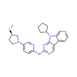 CO[C@@H]1CCN(c2ccc(Nc3ncc4c5ccncc5n(C5CCCC5)c4n3)nc2)C1 ZINC000169706648