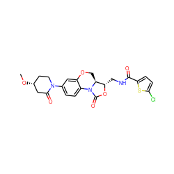 CO[C@@H]1CCN(c2ccc3c(c2)OC[C@H]2[C@H](CNC(=O)c4ccc(Cl)s4)OC(=O)N32)C(=O)C1 ZINC000148942879