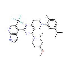 CO[C@@H]1CCN(c2nc(-c3c(C(F)(F)F)cnc4[nH]ccc34)nc3c2CN(c2cc(C(C)C)ccc2C)CC3)[C@H](C)C1 ZINC000149135025