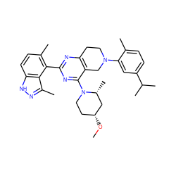 CO[C@@H]1CCN(c2nc(-c3c(C)ccc4[nH]nc(C)c34)nc3c2CN(c2cc(C(C)C)ccc2C)CC3)[C@H](C)C1 ZINC000146993750