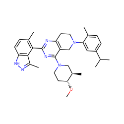 CO[C@@H]1CCN(c2nc(-c3c(C)ccc4[nH]nc(C)c34)nc3c2CN(c2cc(C(C)C)ccc2C)CC3)C[C@H]1C ZINC000149130854