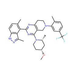 CO[C@@H]1CCN(c2nc(-c3c(C)ccc4[nH]nc(C)c34)nc3c2CN(c2cc(C(F)(F)F)ccc2C)CC3)[C@H](C)C1 ZINC000149133611