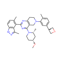 CO[C@@H]1CCN(c2nc(-c3c(C)ccc4[nH]nc(C)c34)nc3c2CN(c2cc(C4(C)COC4)ccc2C)CC3)[C@H](C)C1 ZINC000149146068