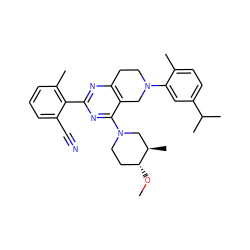 CO[C@@H]1CCN(c2nc(-c3c(C)cccc3C#N)nc3c2CN(c2cc(C(C)C)ccc2C)CC3)C[C@H]1C ZINC000169707634