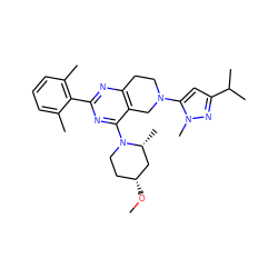 CO[C@@H]1CCN(c2nc(-c3c(C)cccc3C)nc3c2CN(c2cc(C(C)C)nn2C)CC3)[C@H](C)C1 ZINC000146449329