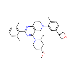 CO[C@@H]1CCN(c2nc(-c3c(C)cccc3C)nc3c2CN(c2cc(C4(C)COC4)ccc2C)CC3)[C@H](C)C1 ZINC000146394473