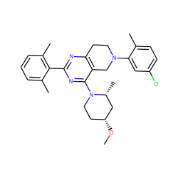 CO[C@@H]1CCN(c2nc(-c3c(C)cccc3C)nc3c2CN(c2cc(Cl)ccc2C)CC3)[C@H](C)C1 ZINC000146378627