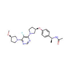 CO[C@@H]1CCN(c2ncnc(N3CC[C@@H](Oc4ccc([C@H](C)NC(C)=O)cc4)C3)c2F)C1 ZINC000261095978