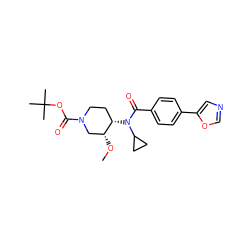 CO[C@@H]1CN(C(=O)OC(C)(C)C)CC[C@@H]1N(C(=O)c1ccc(-c2cnco2)cc1)C1CC1 ZINC000223641702