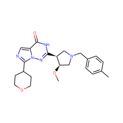 CO[C@@H]1CN(Cc2ccc(C)cc2)C[C@@H]1c1nn2c(C3CCOCC3)ncc2c(=O)[nH]1 ZINC000205458617