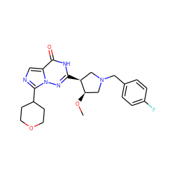 CO[C@@H]1CN(Cc2ccc(F)cc2)C[C@@H]1c1nn2c(C3CCOCC3)ncc2c(=O)[nH]1 ZINC000205458577