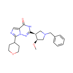 CO[C@@H]1CN(Cc2ccccc2)C[C@@H]1c1nn2c(C3CCOCC3)ncc2c(=O)[nH]1 ZINC000205456054