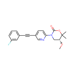 CO[C@@H]1CN(c2ccc(C#Cc3cccc(F)c3)cn2)C(=O)OC1(C)C ZINC000144047618