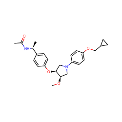 CO[C@@H]1CN(c2ccc(OCC3CC3)cc2)C[C@@H]1Oc1ccc([C@H](C)NC(C)=O)cc1 ZINC001772646499