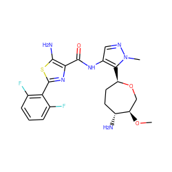 CO[C@@H]1CO[C@H](c2c(NC(=O)c3nc(-c4c(F)cccc4F)sc3N)cnn2C)CC[C@H]1N ZINC000221384248