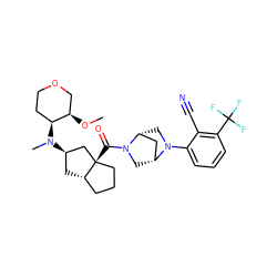 CO[C@@H]1COCC[C@@H]1N(C)[C@@H]1C[C@H]2CCC[C@@]2(C(=O)N2C[C@@H]3C[C@H]2CN3c2cccc(C(F)(F)F)c2C#N)C1 ZINC000150161235