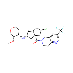 CO[C@@H]1COCC[C@@H]1N[C@@H]1C[C@H]2C[C@@H](Cl)C[C@@]2(C(=O)N2CCc3ncc(C(F)(F)F)cc3C2)C1 ZINC000095593487