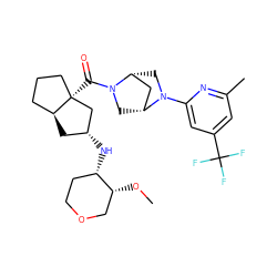 CO[C@@H]1COCC[C@@H]1N[C@@H]1C[C@H]2CCC[C@@]2(C(=O)N2C[C@@H]3C[C@H]2CN3c2cc(C(F)(F)F)cc(C)n2)C1 ZINC000150175249