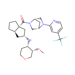 CO[C@@H]1COCC[C@@H]1N[C@@H]1C[C@H]2CCC[C@@]2(C(=O)N2C[C@@H]3C[C@H]2CN3c2cc(C(F)(F)F)ccn2)C1 ZINC000150150156