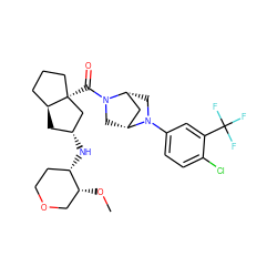 CO[C@@H]1COCC[C@@H]1N[C@@H]1C[C@H]2CCC[C@@]2(C(=O)N2C[C@@H]3C[C@H]2CN3c2ccc(Cl)c(C(F)(F)F)c2)C1 ZINC000150248156