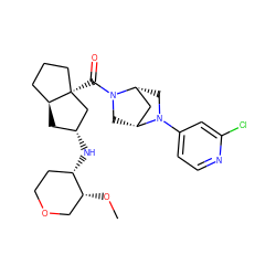 CO[C@@H]1COCC[C@@H]1N[C@@H]1C[C@H]2CCC[C@@]2(C(=O)N2C[C@@H]3C[C@H]2CN3c2ccnc(Cl)c2)C1 ZINC000150227350