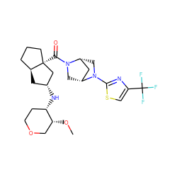 CO[C@@H]1COCC[C@@H]1N[C@@H]1C[C@H]2CCC[C@@]2(C(=O)N2C[C@@H]3C[C@H]2CN3c2nc(C(F)(F)F)cs2)C1 ZINC000150146142