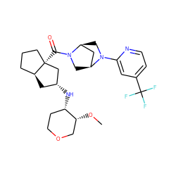 CO[C@@H]1COCC[C@@H]1N[C@@H]1C[C@H]2CCC[C@@]2(C(=O)N2C[C@H]3C[C@@H]2CN3c2cc(C(F)(F)F)ccn2)C1 ZINC000150196260
